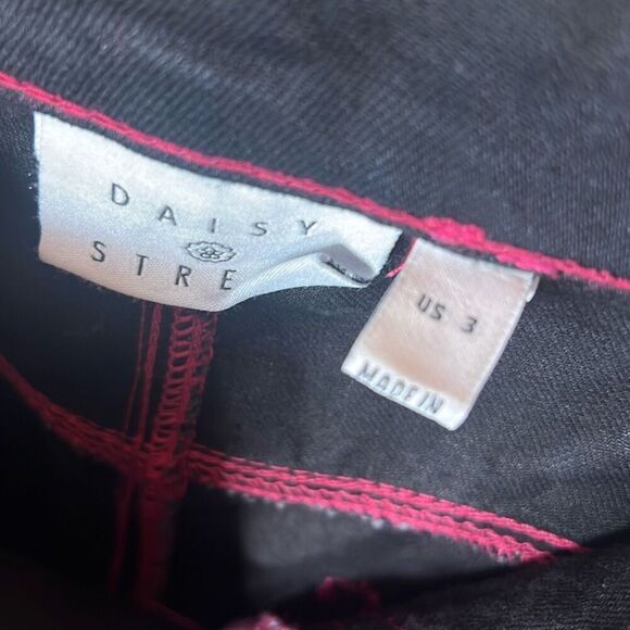 Hot Topic Daisy Street  Black & Pink Contrast Stitch Carpenter Pants Size 3/27 - Picture 5 of 8
